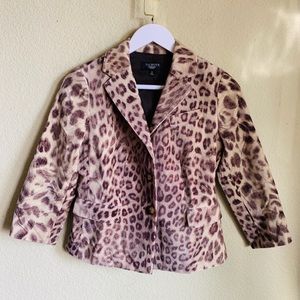 TALBOTS Animal Print Velvety Blazer Jacket